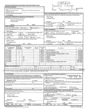 American Dental Association Dental Claim Form