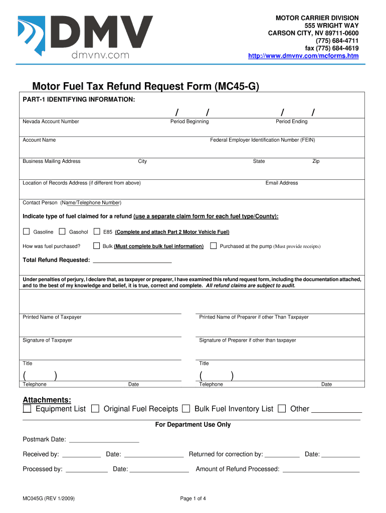 california gas tax refund form Preview on Page 1