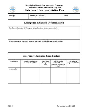 Emergency response plan form fillable