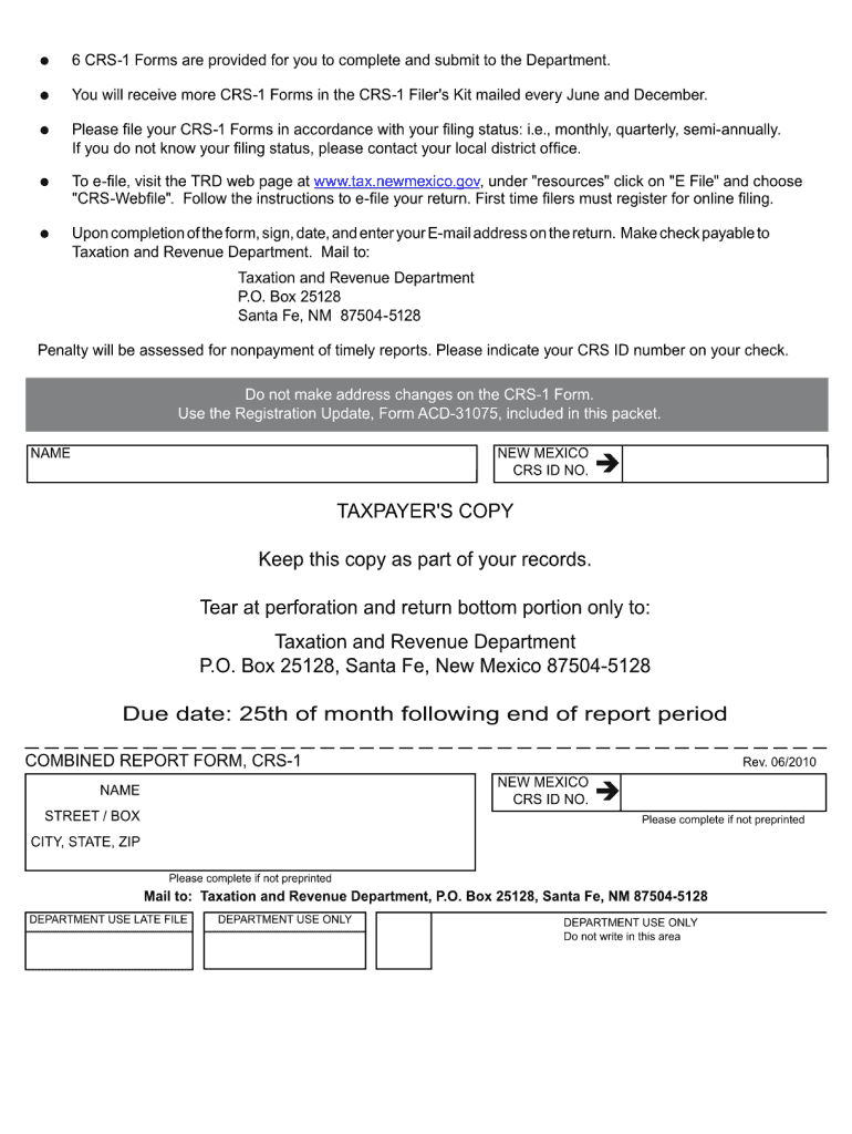 crs 1 form Preview on Page 1.