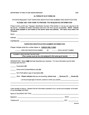 state of nh alternate w 9 form payers request for taxpayer identification number and certification