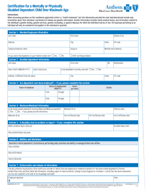 Certification for Disabled Dependent Child