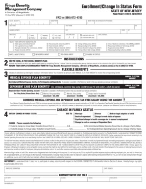 New Jersey Flexible Benefits Enrollment Form