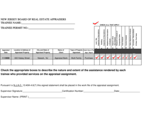 New Jersey Appraiser Trainee Form
