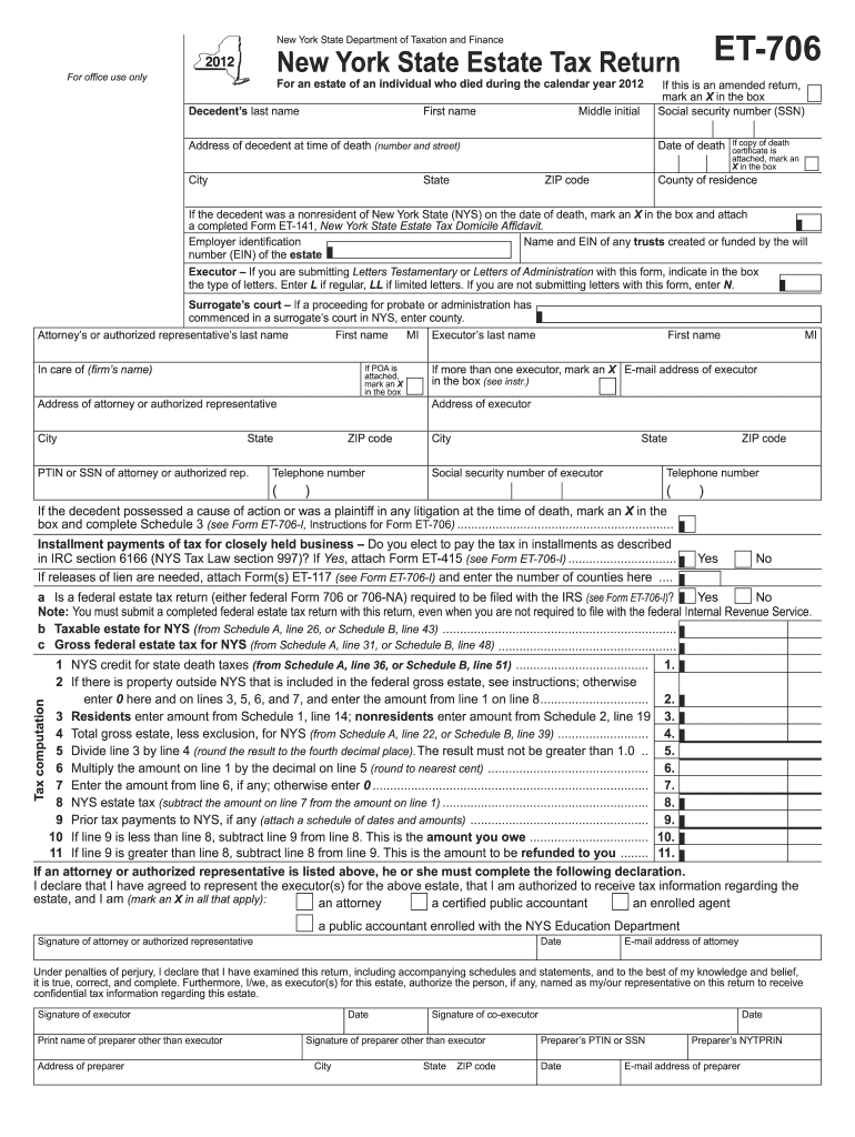 tax form et 706 2011 Preview on Page 1.