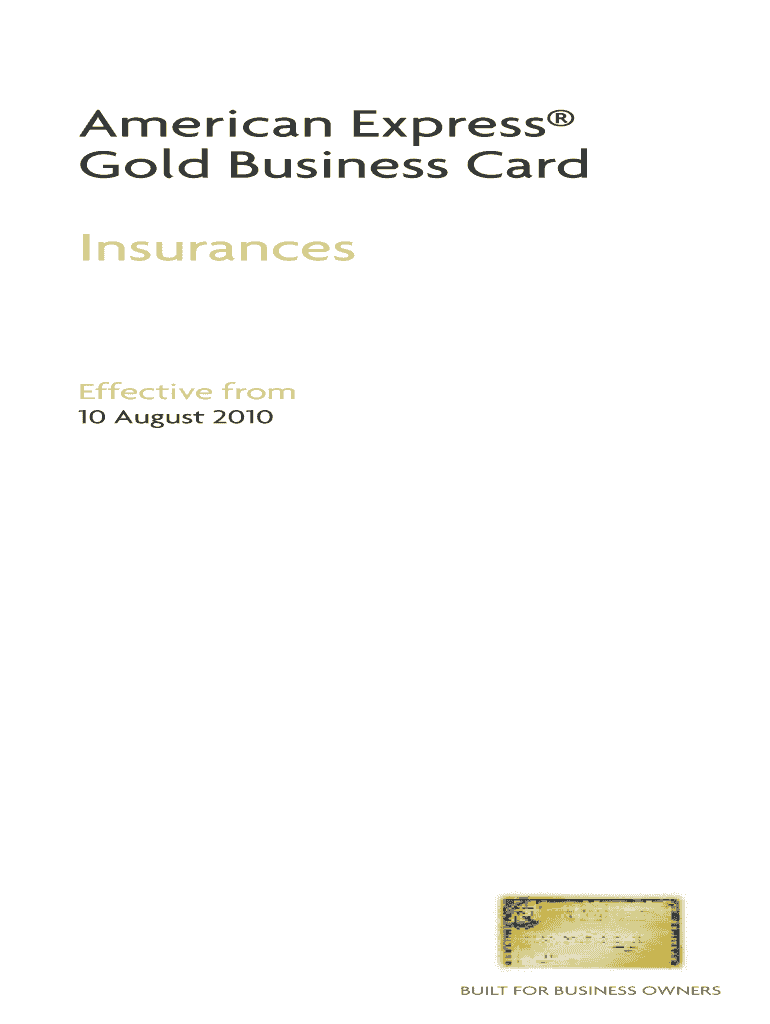 American Express Gold Business Card Worldwide Travel Insurances Preview on Page 1