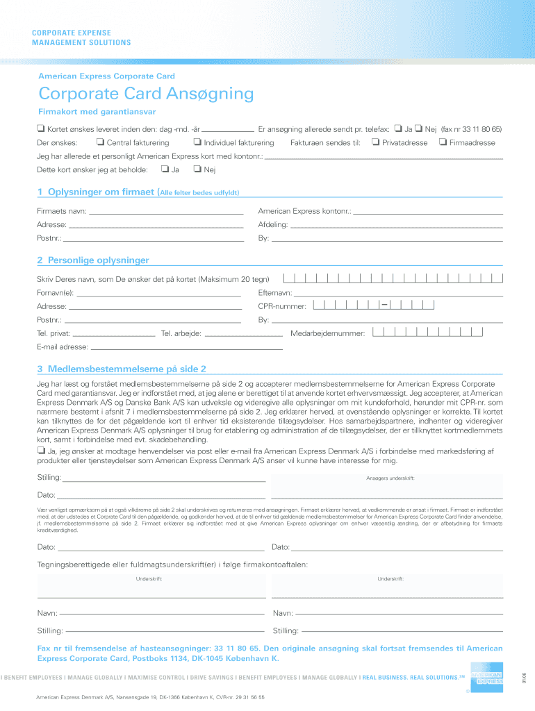 0235 BTA INS-Application-TCs - American Express Corporate Preview on Page 1