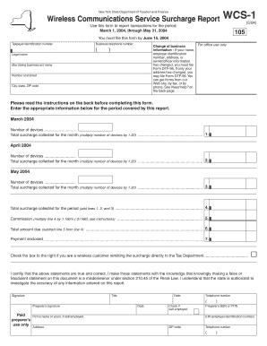 New York Wireless Surcharge Report WCS-1