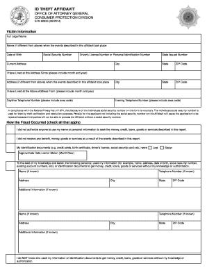 Affidavit form - id theft affidavit printable