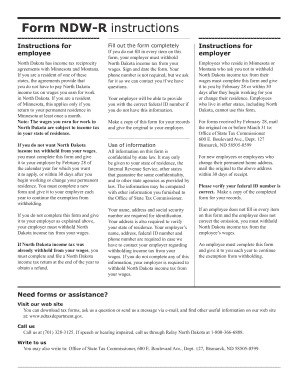 ndw instructions form