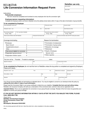 Life Conversion Information Request Form - nd