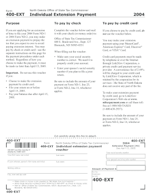 North Dakota 2004 Individual Extension Payment Form