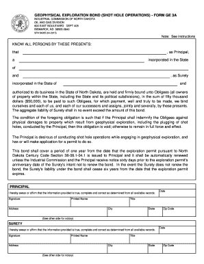 north dakota geophysical exploration bond form