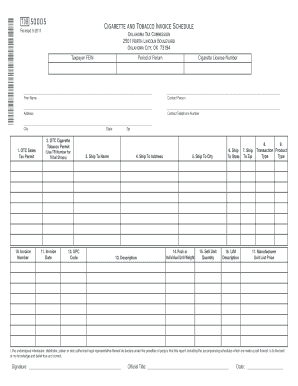 tobbaco invoice form