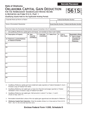 Oklahoma Capital Gain Deduction Form 561S