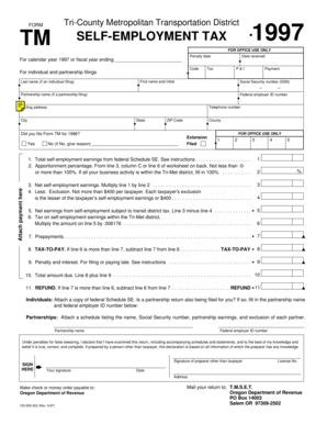 Tri-County Metropolitan Transportation District Self-Employment Tax Form