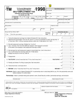 Oregon Self-Employment Tax Form 1998