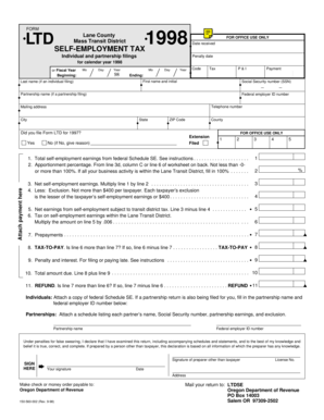 Oregon Self-Employment Tax Form 1998