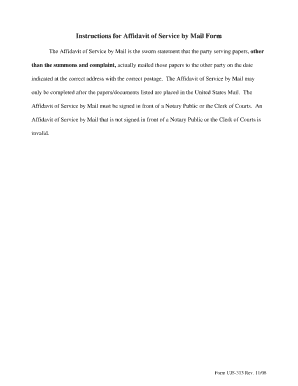 affidavit of service by mail form