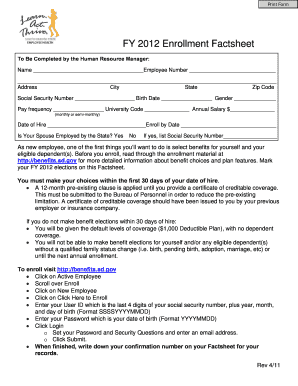 FY 2012 Enrollment Factsheet