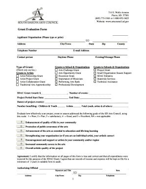 grant evaluation form