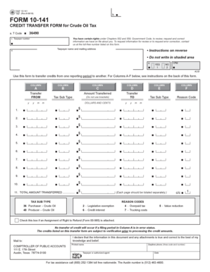 Texas Crude Oil Tax Credit Transfer Form