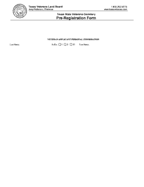 Texas Veterans Cemetery Pre-Registration Form