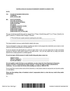 Texas Workers' Compensation Benefit Change Notice