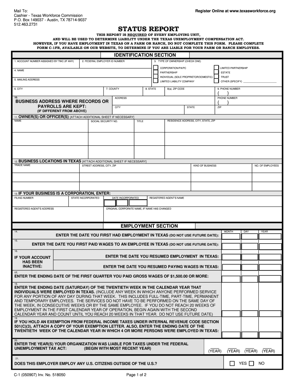 TWC Status Report Form