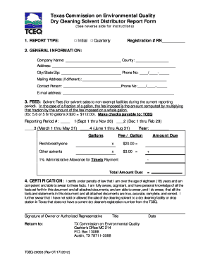 Solvent Distributor Report Form - Texas Commission on ... - tceq texas