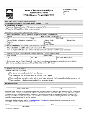 tceq notice of termination form