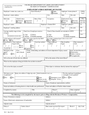 Workplace accident report form - colorado dol first report of injury form