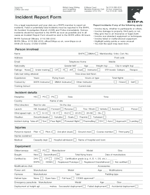 Hotel incident report format - hang gliding on line incident report form