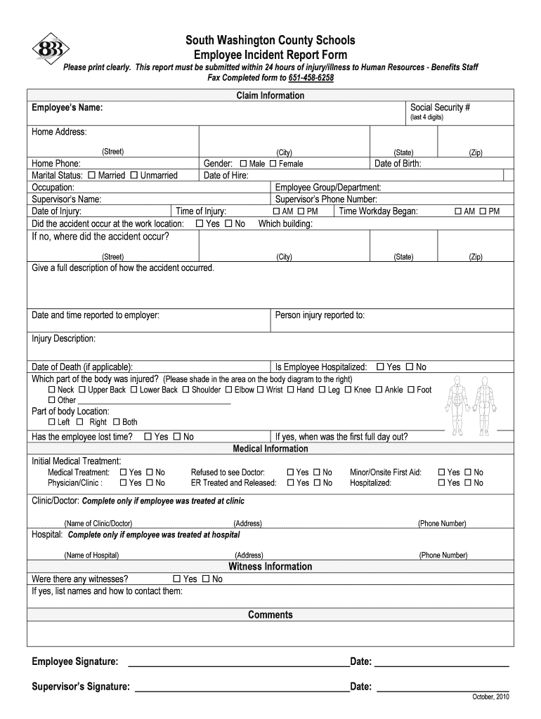 school incident report form template Preview on Page 1