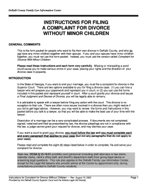 Divorce without minor children cobb county fillable form