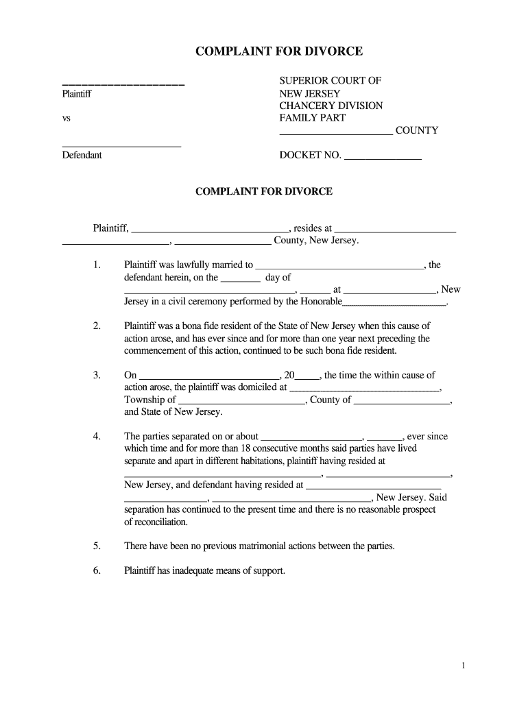 Nj Divorce Forms Pdf Free Fill Out Sign Online DocHub