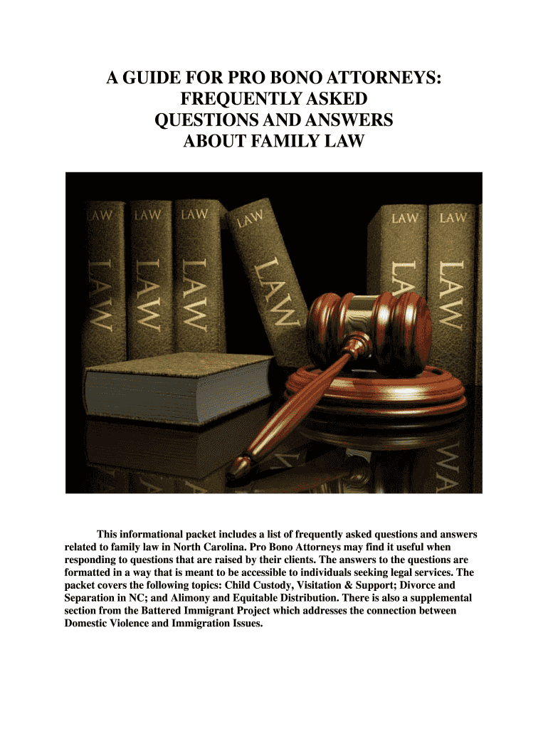 A GUIDE FOR PRO BONO ATTORNEYS: FREQUENTLY ASKED - legalaidnc Preview on Page 1