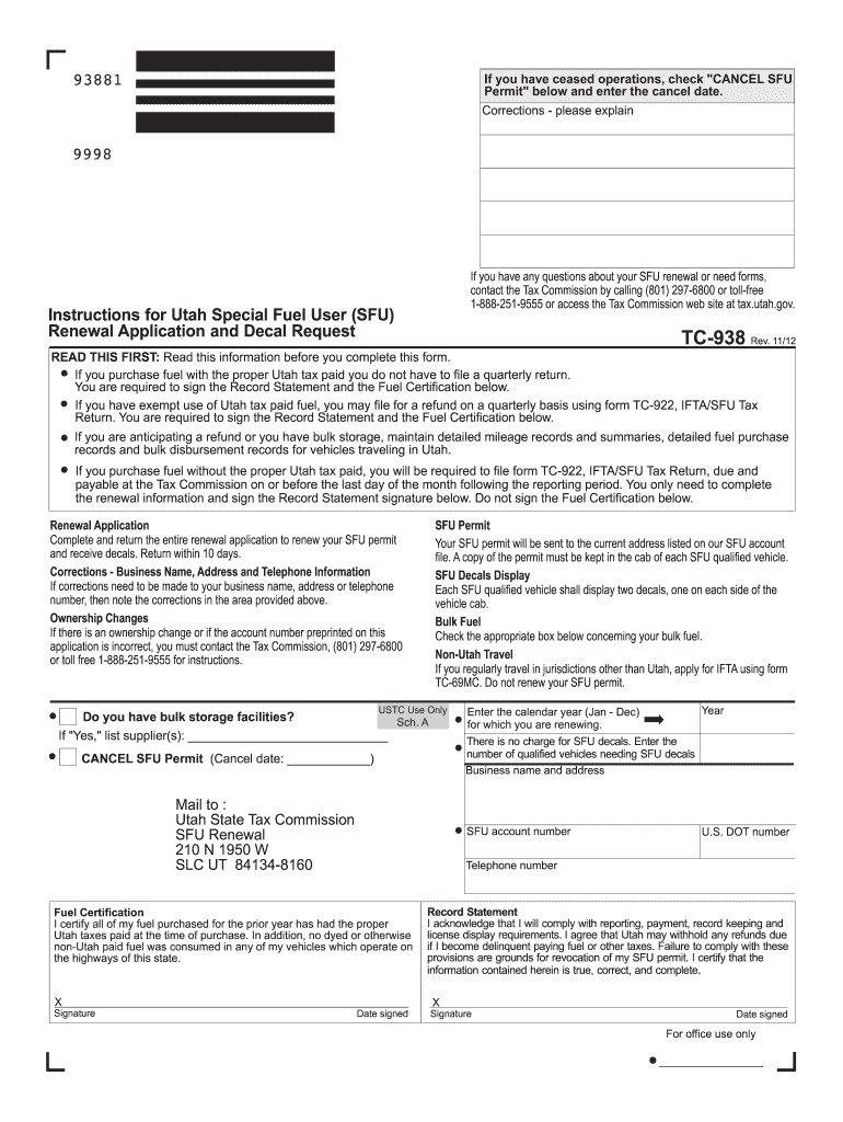 utah special fuel user permit Preview on Page 1.