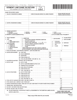 Vermont Land Gains Tax Return