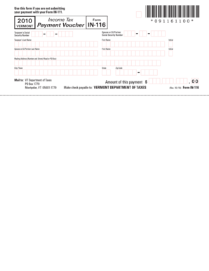 Vermont Payment Voucher IN-116