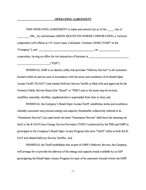 Sample operating agreement for llc - Operating agreement fillable form