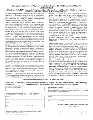 Virginia Form VA-15 Employer’s Voucher