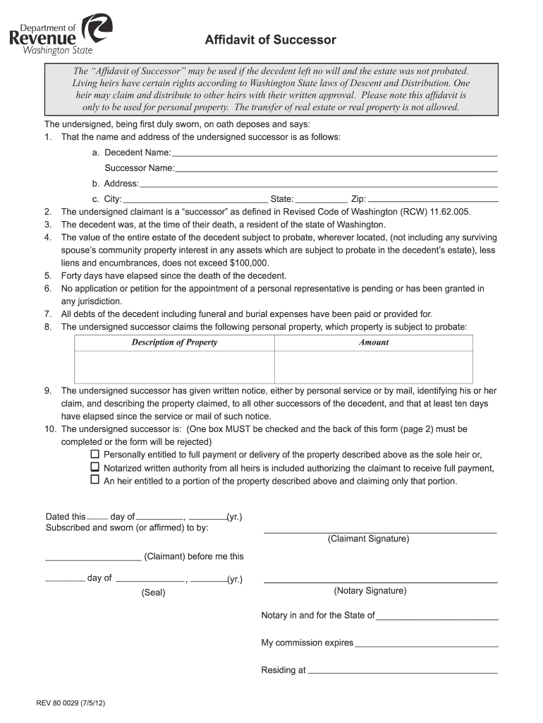 affidavit of successor Preview on Page 1