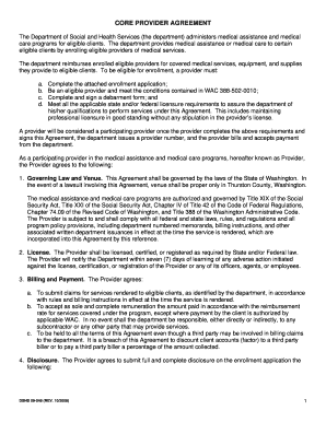 dshs core provider agreement form