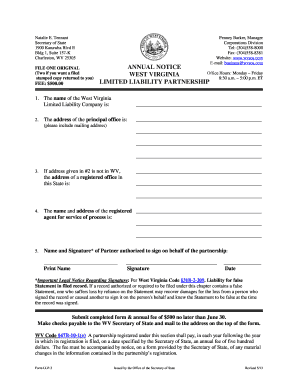 West Virginia LLP Annual Notice Form