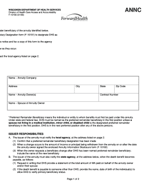 Wisconsin Medicaid Annuity Beneficiary Notice