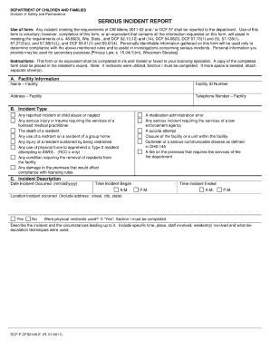 serious incident report fillable fill online printable dcf incident report form