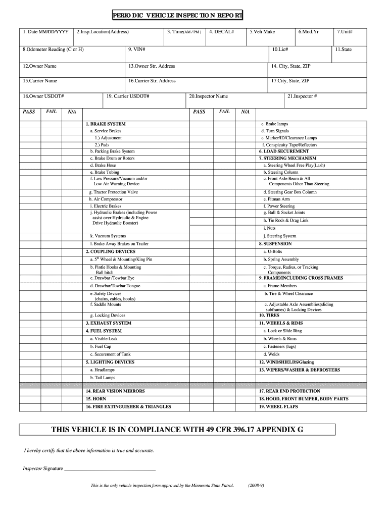 Vehicle Inspection Report Pdf - Fill Online, Printable, Fillable With Regard To Vehicle Inspection Report Template