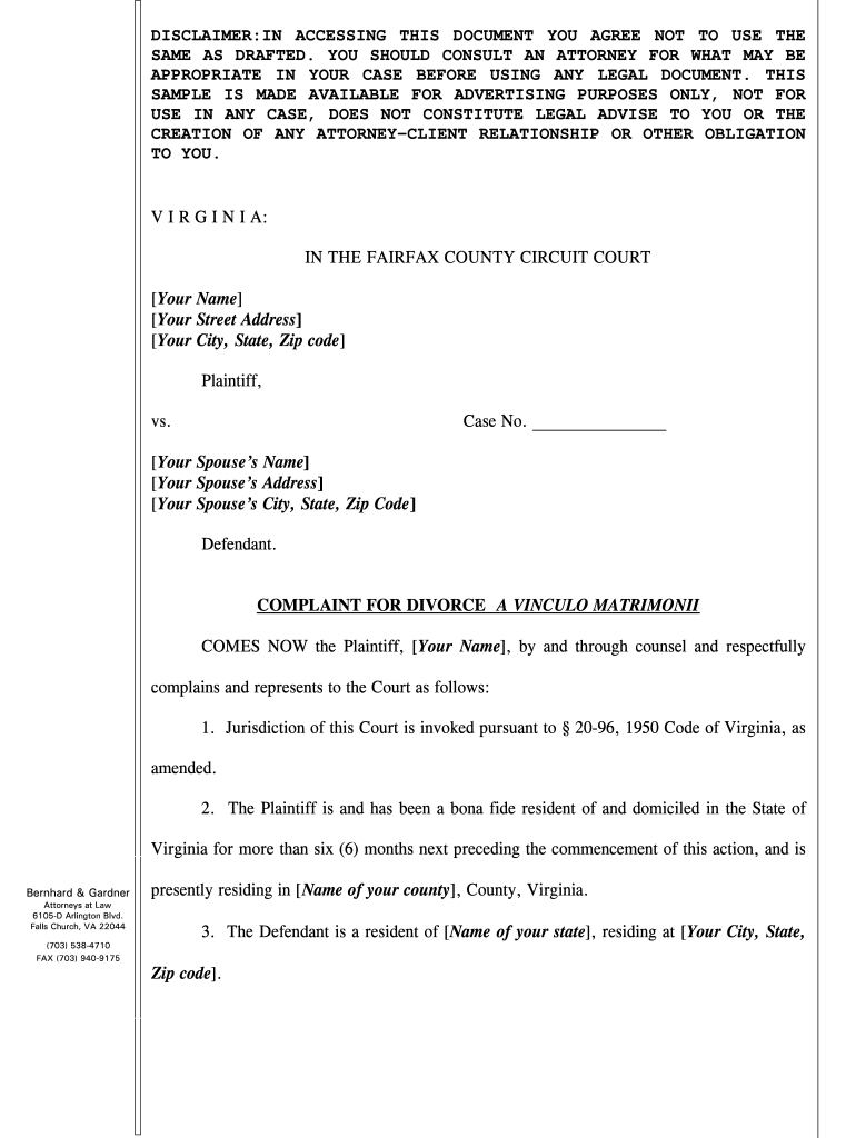 Printable Divorce Form Virginia Printable Forms Free Online Printable Divorce Form Virginia Printable Forms Free Online