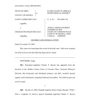 Fillable Online supremecourtofohio sample divorce complaint ohio form ...